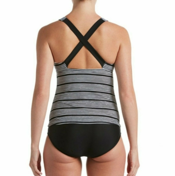 NIKE 6:1 Heather Stripe Crossback Tankini 2-Piece - Picture 3 of 14